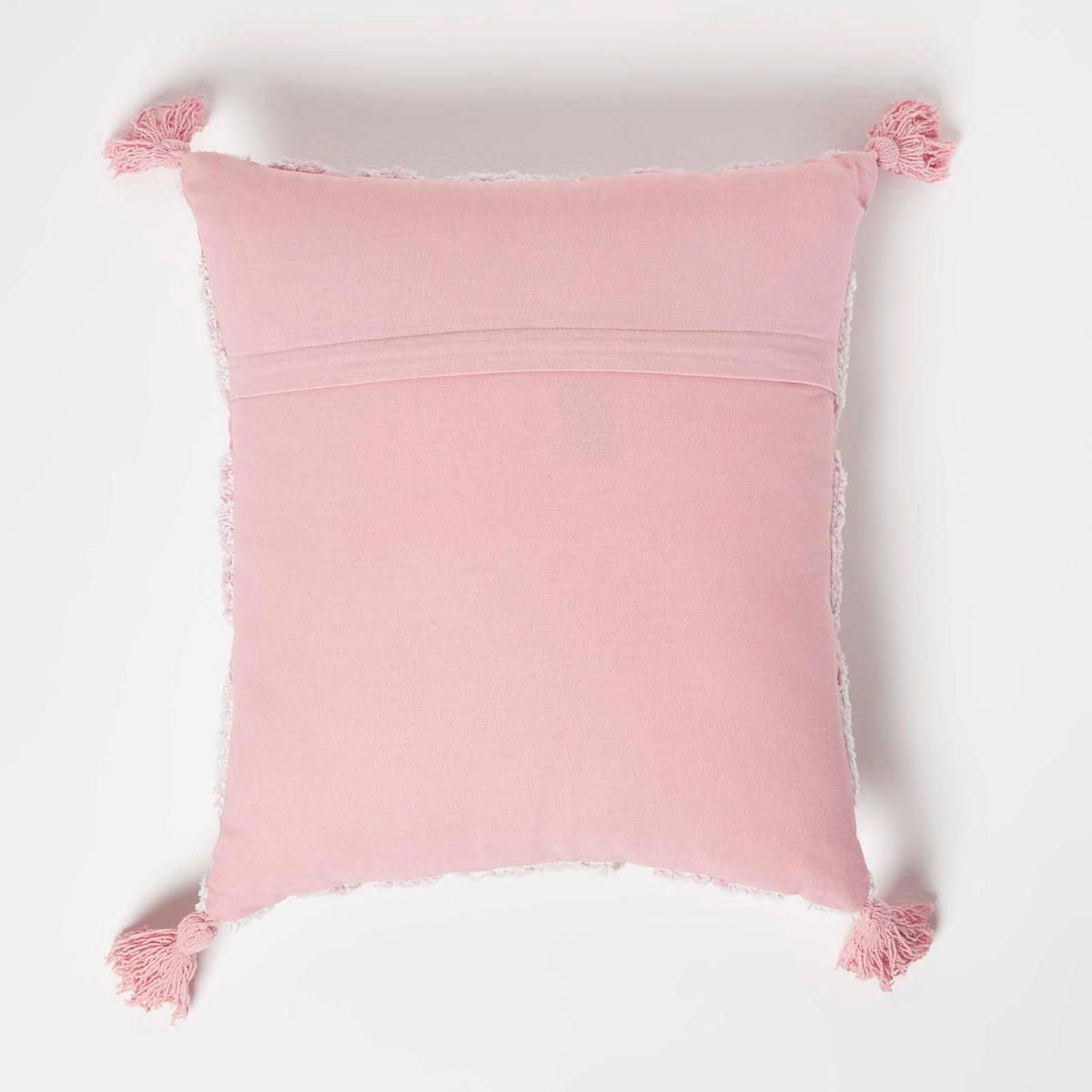 DEKOKISSEN Tufted rosa 45/45 cm Boho-Style mit Quasten - Rosa, Textil (45/45cm) - Homescapes