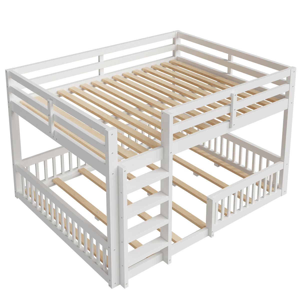 ETAGENBETTEN 160/200 cm aus MDF und Kiefer mit Geländern, Weiß - Weiß, Holzwerkstoff (160/200cm) - OKMYHOME