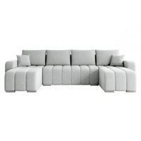 WOHNLANDSCHAFT Pufetto U Boucle - Silberfarben/Hellgrau, Holz/Textil (313/86/147cm) - MIRJAN24