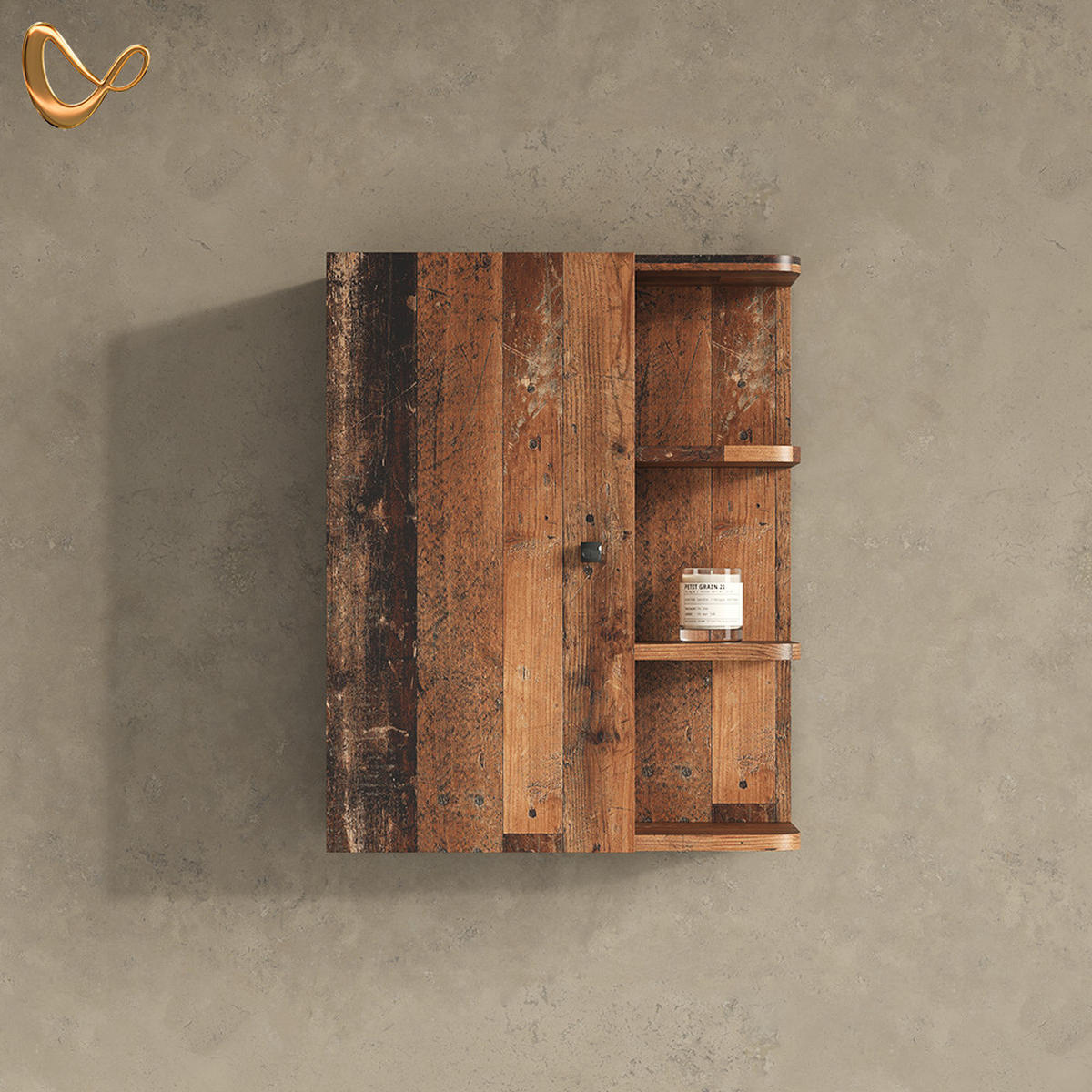 BADSCHRANK Fucino Eiche rustikal 47.2 x 59.2 cm - Wildeiche/Braun, Holzwerkstoff (47.2/59.2/20.8cm) - Livinity®