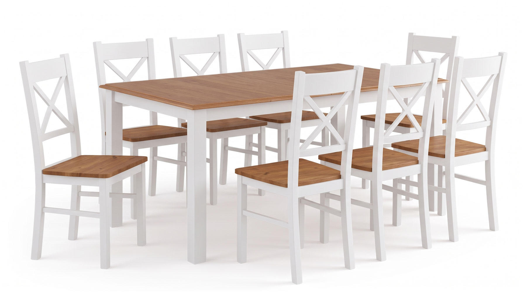 Feldmann-Wohnen Esszimmer-Set Weiß, Eiche 197x75x93 cm