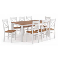 ESSZIMMER-SET Belluno Elegante 9-tlg Kiefer Weiß / Gebeizt Eiche 150-197 / 93 / 75cm - Eichefarben/Weiß, Holz (197/75/93cm) - Feldmann-Wohnen