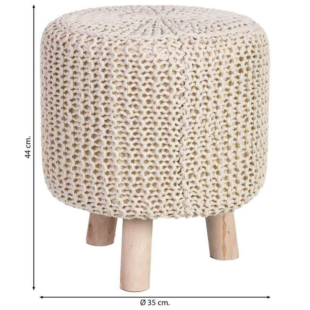 HOCKER aus Holz und Baumwolle, gelb, 35x44cm - Gelb, Holz (35/44/35cm) - Wanderlust