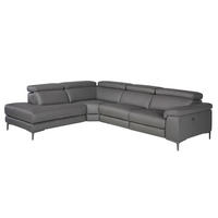 ECKSOFA Linke Chaiselongue Relaxsofa in dunkelgrauem Leder 295/232/97 cm - Dunkelgrau/Schwarz, Leder (295/232cm) - ANGEL CERDA