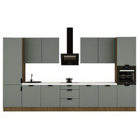 KÜCHENZEILE 420 cm - SorentoKS7-M420 - in Grün / Dunkle Eiche - Eichefarben/Schwarz, Holz/Metall (420/247/58cm)
