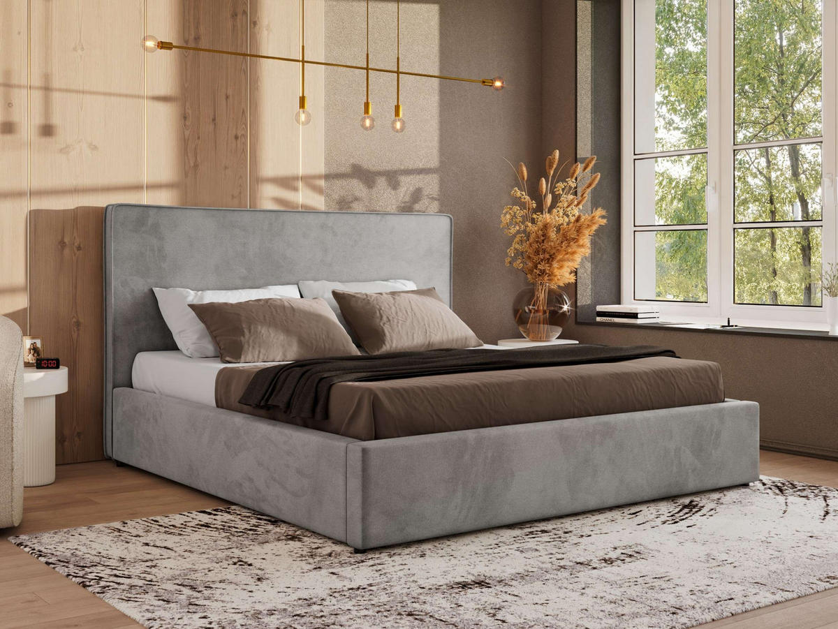 POLSTERBETT CORIVO CLASSIC 200/200 - Hellgrau Velvet - Pocket-Matratze - Hellgrau, Textil (200/200cm) - MKS