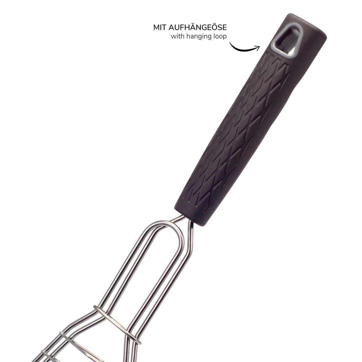 FISCH-GRILLHALTER, schwarz - Edelstahlfarben, Metall (10/54.5/2.5cm) - bremermann