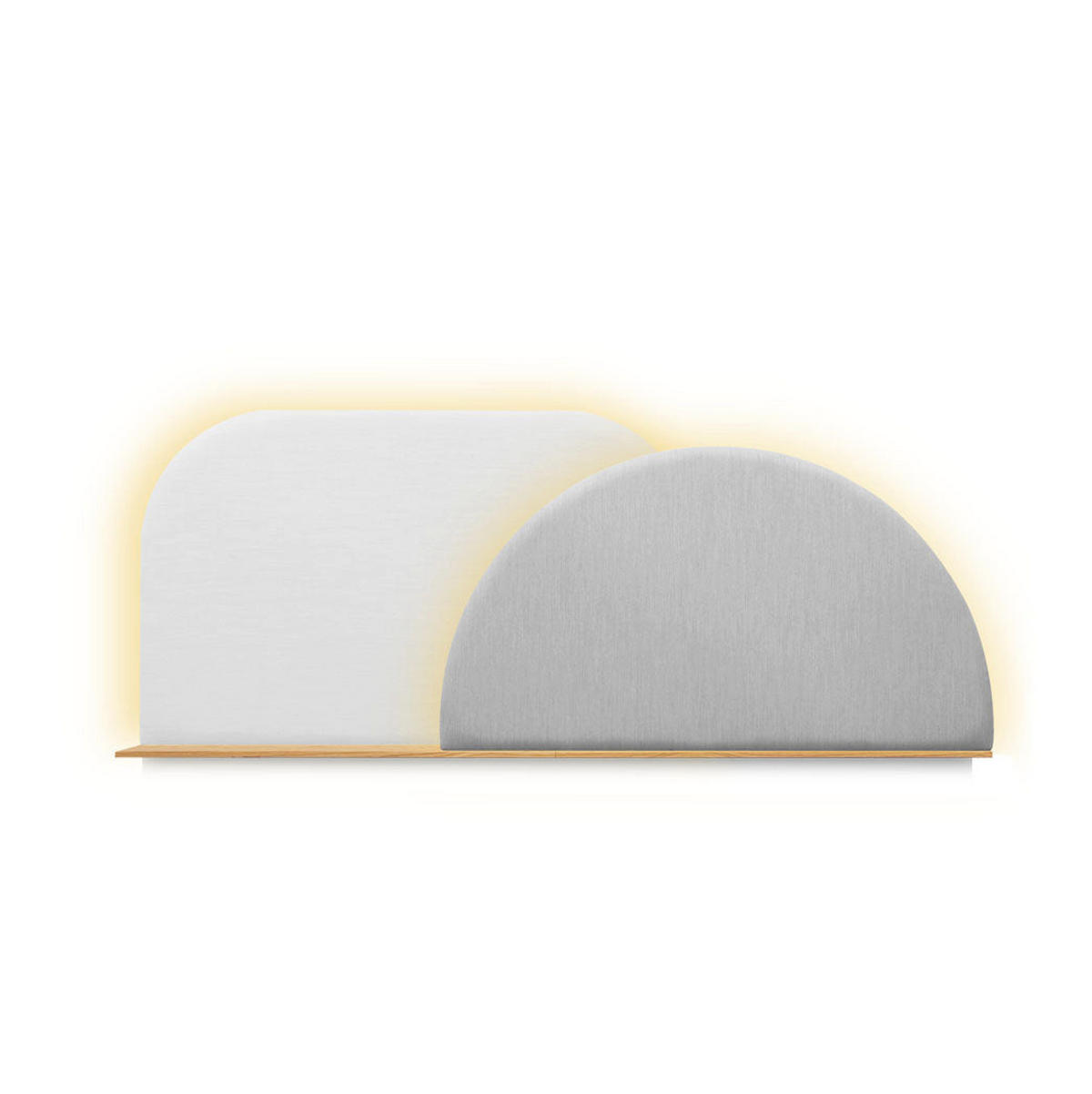 KOPFTEIL Alba mit Licht - Blau/Eichefarben, Holz/Textil (60/60/14cm) - Woodendot