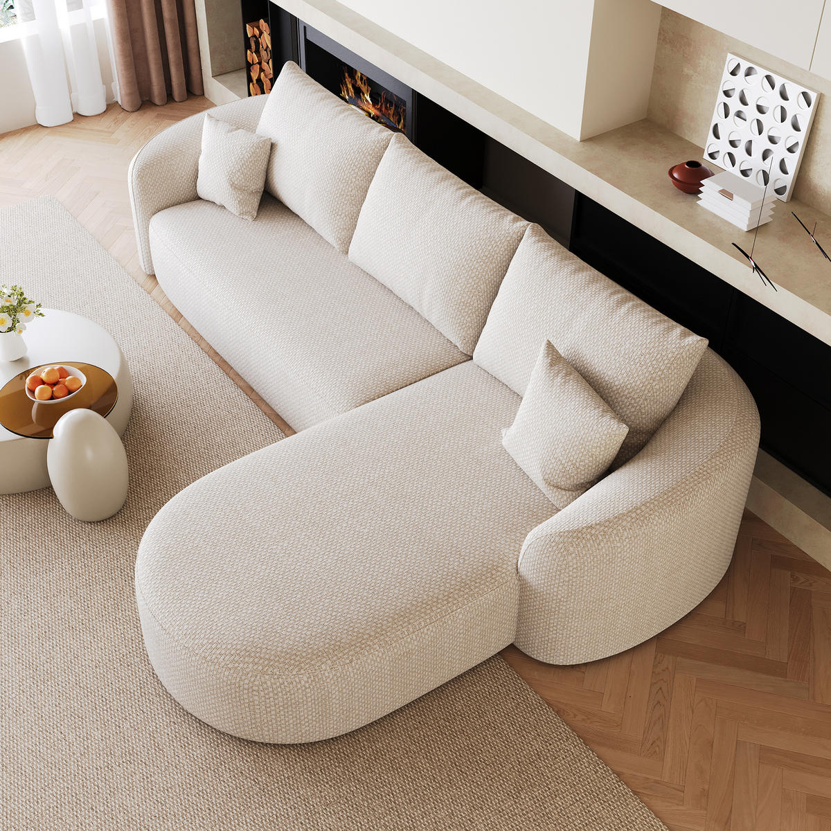 L-FÖRMIGES ECKSOFA Weiß 266/168/85 cm 4-Sitzer Modular Ohne Montage - Weiß, Textil (266/168cm) - PANGIVO