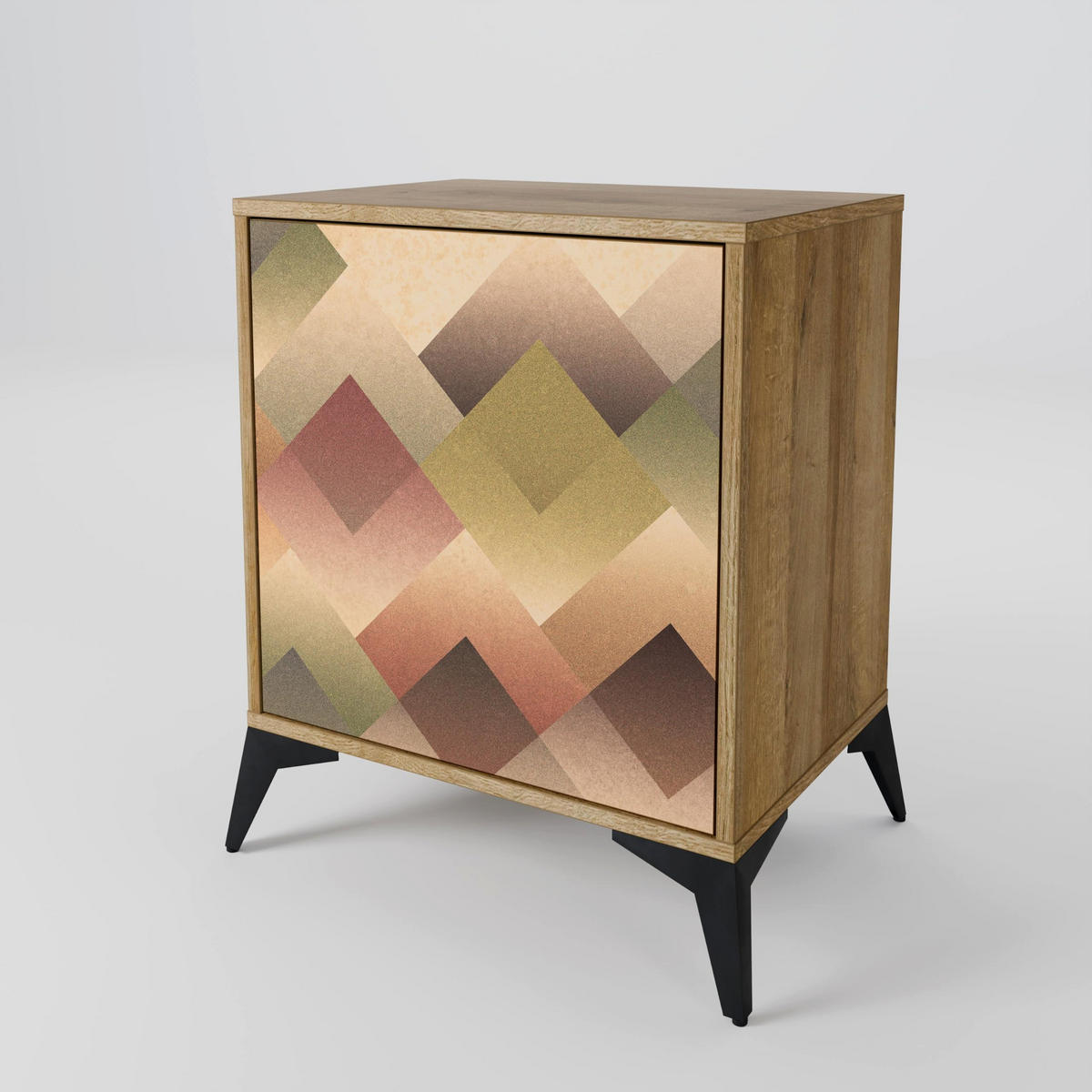 SIDEBOARD GEOMETRIC FUSION, Eichefarben, 57,5x42x57,5 cm, Ohne Füße - Eichefarben/Multicolor, Holzwerkstoff (57.5/57.5/42cm) - SpaceRebels