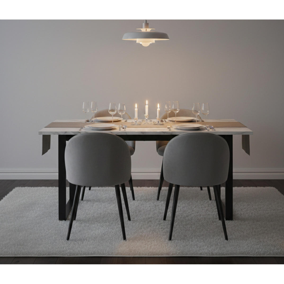 ESSGRUPPE 5-TLG. Tilst Weiß, Grau - Grau, Holzwerkstoff/Textil (160/74/90cm) - ebuy24