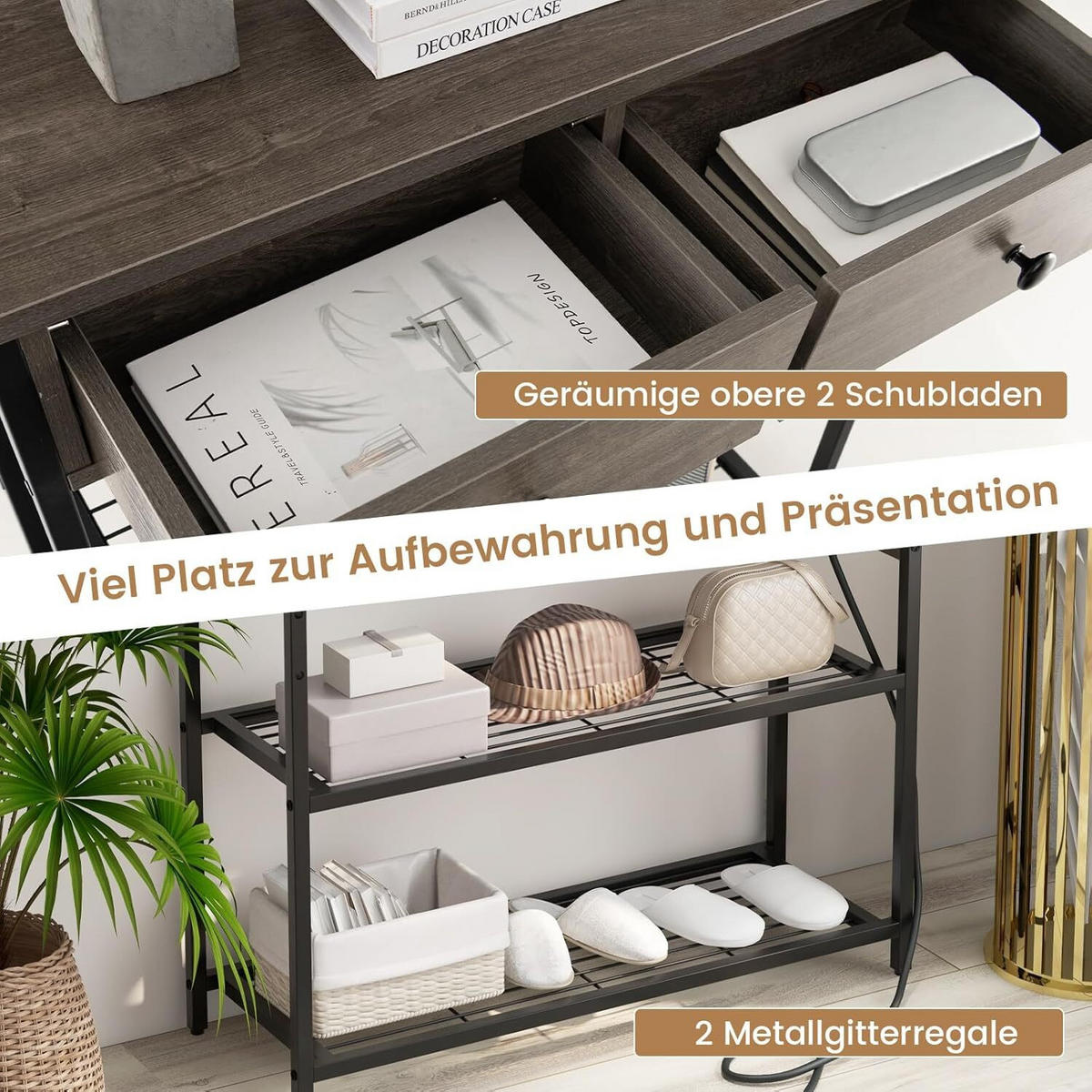 KONSOLENTISCH 81cm Grau - Grau, Holz (81/30/81cm) - COSTWAY