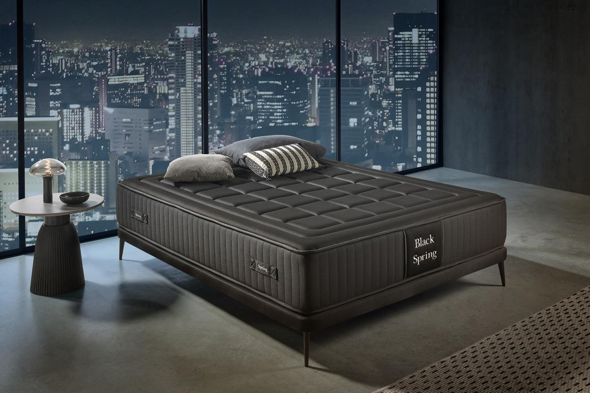 MATRATZE Black Spring Royal - 180X200 cm - Schwarz, Textil (180/200cm) - Moonia