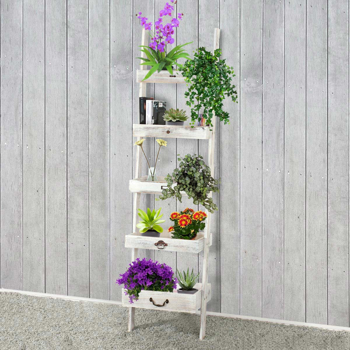 PFLANZREGAL BLUMENSTÄNDER Weiß - Weiß, Holz (43/169/32cm) - MCW