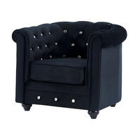 SESSEL mit gerader Rückenlehne - -Sitzer - Samt, Stoff - Schwarz - - Schwarz, Textil (85/72/78cm) - Vente-Unique