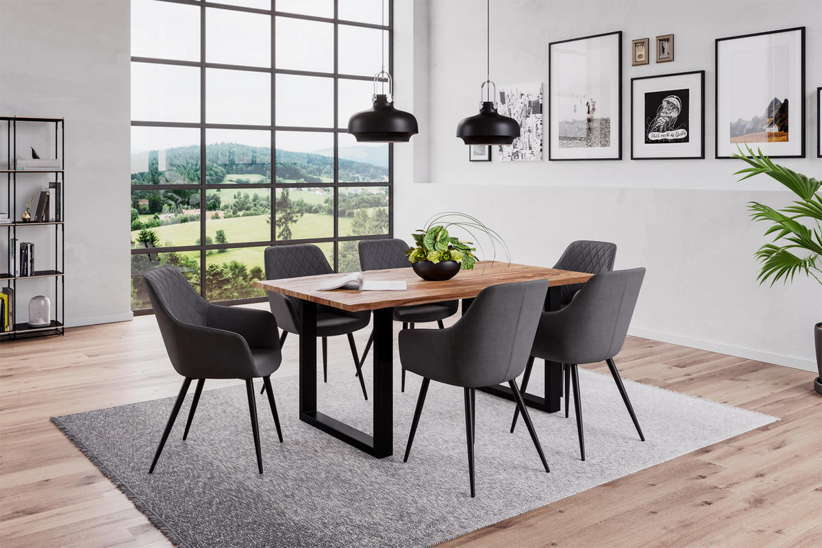 ESSTISCH MAILAND - Beige/Schwarz, Holz/Metall (80/140/77cm) - SAM