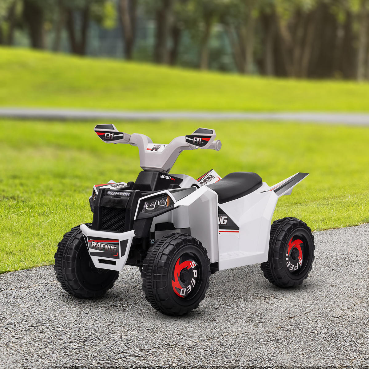 ELEKTRO Kinderquad, Mini Elektroquad mit Vorwärts-, Rückwärtsfunktion, Weiß - Weiß, Metall (70/41.5/48.5cm) - HOMCOM