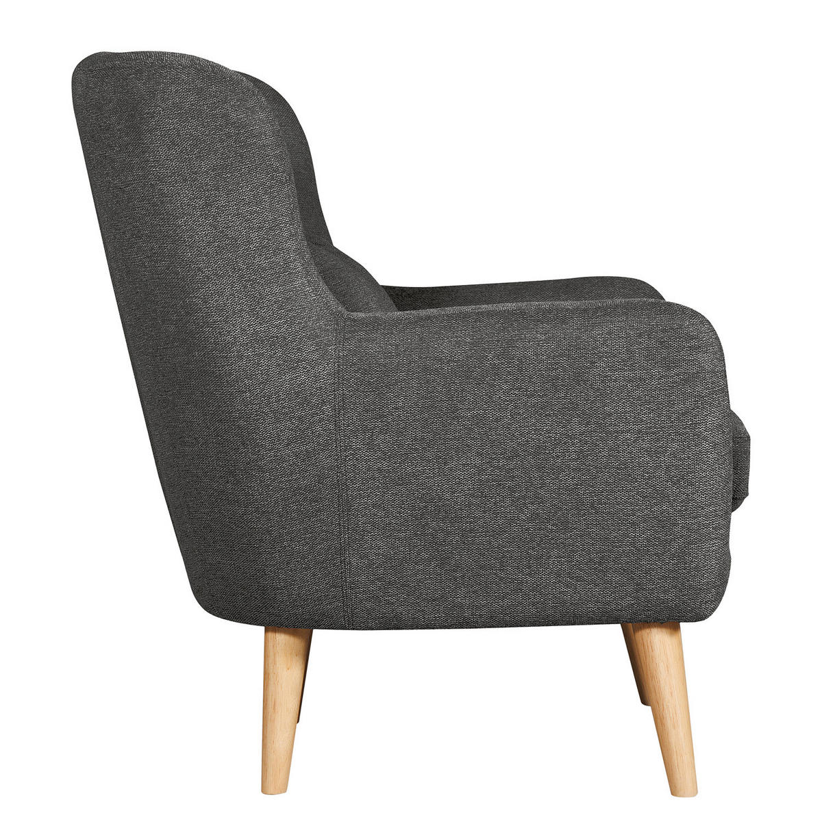 SESSEL mit Hocker - Anthrazit, Birkenholz/Textil (75/96/78cm) - home24