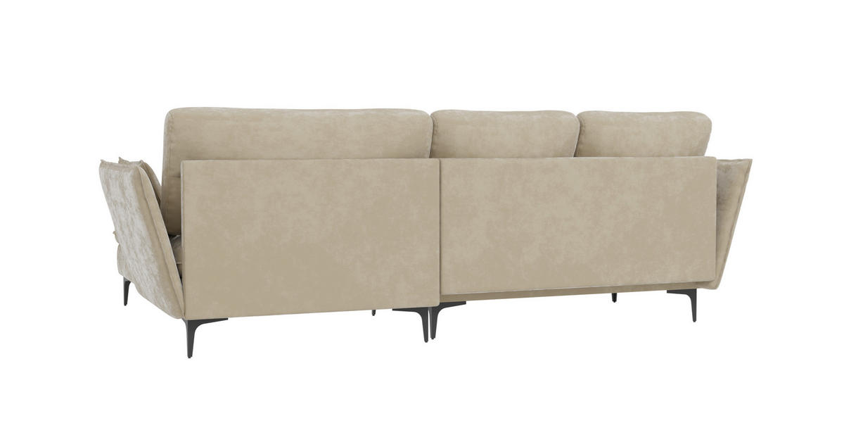 ECKSOFA Mira Beige Samt-Stoff - Beige/Schwarz, Textil/Metall (260/168cm) - S-Style Möbel