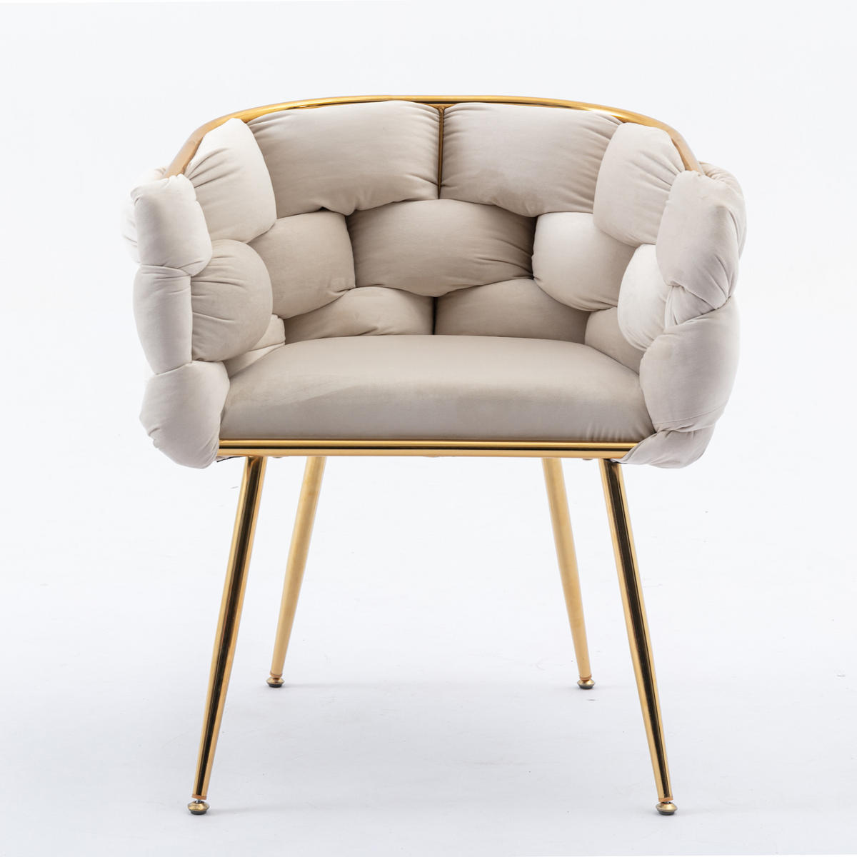 ARMLEHNSTUHL-SET 2 Stück Samt mit Gold-Metallgestell, DE-42349, Beige - Beige, Metall (58/75/59cm) - ComfortXL