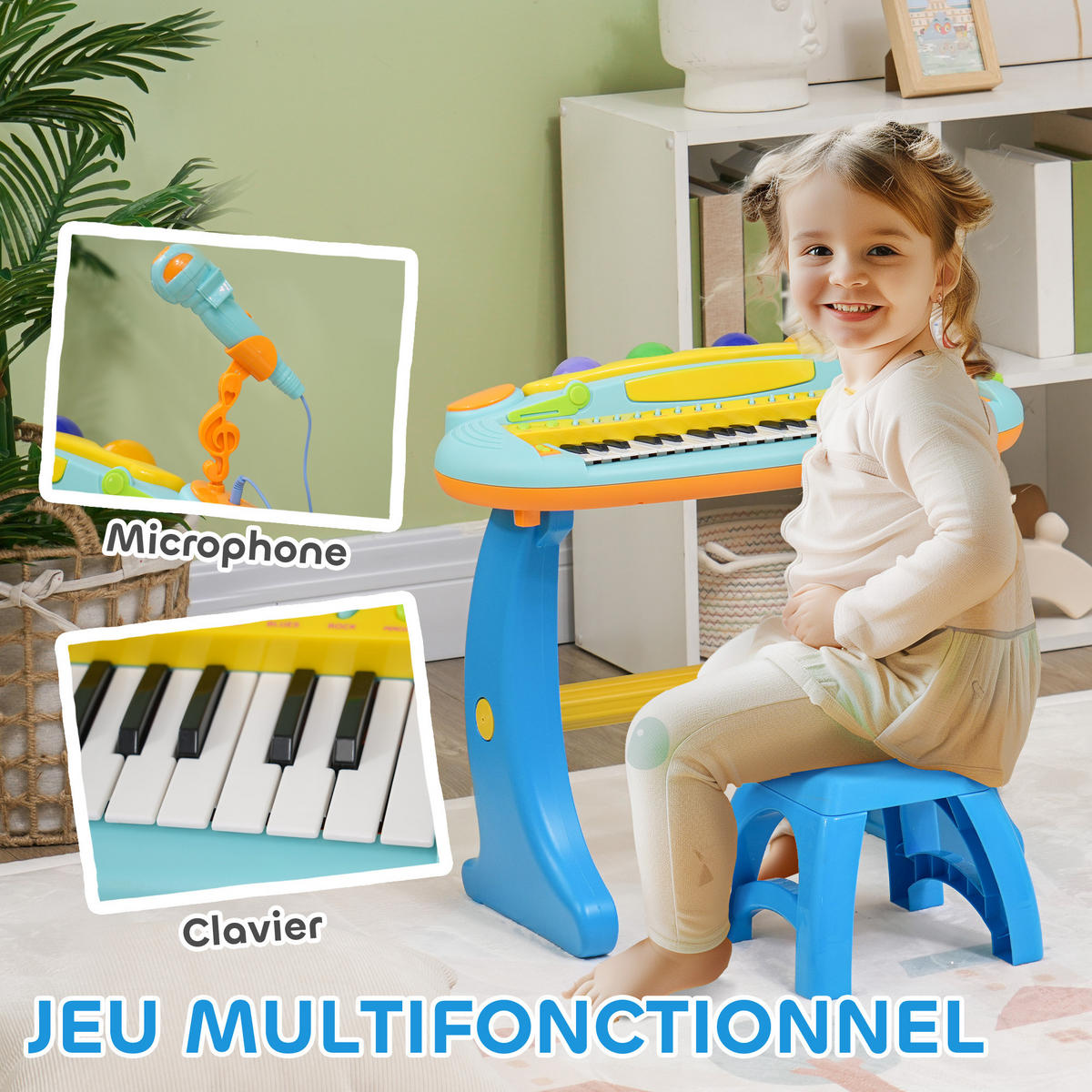KINDERPIANO DE-18646 Mehrfarbig - Blau, Kunststoff (25/63/58.5cm) - ComfortXL