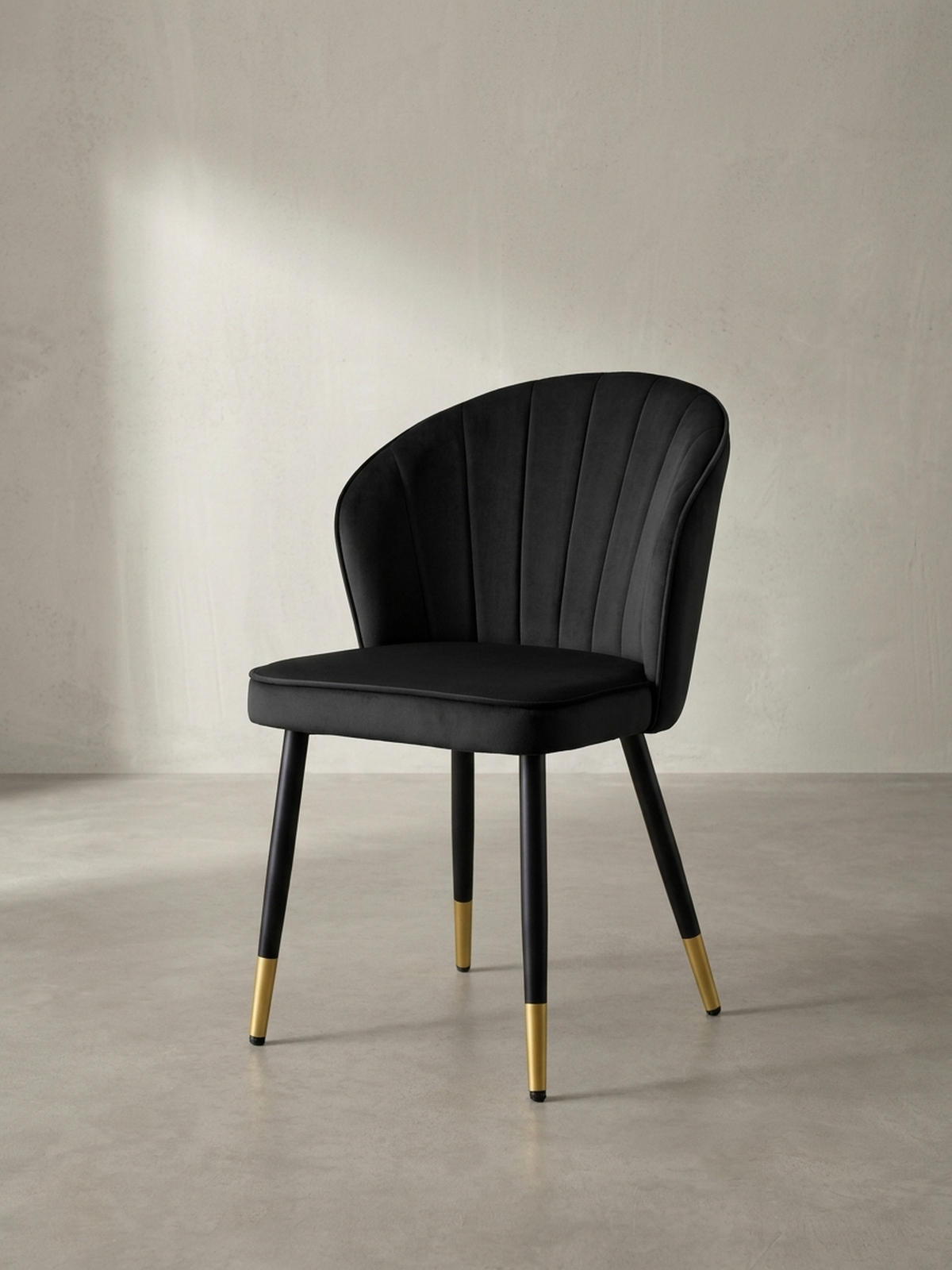 ESSZIMMERSTUHL 2er Set Samtbezug mit Metallgestell Schalenform Skandinavisch gepolstert, Schwarz 53x55x83 cm - Goldfarben/Schwarz, Textil/Metall (53/83/55cm) - KADIMA DESIGN