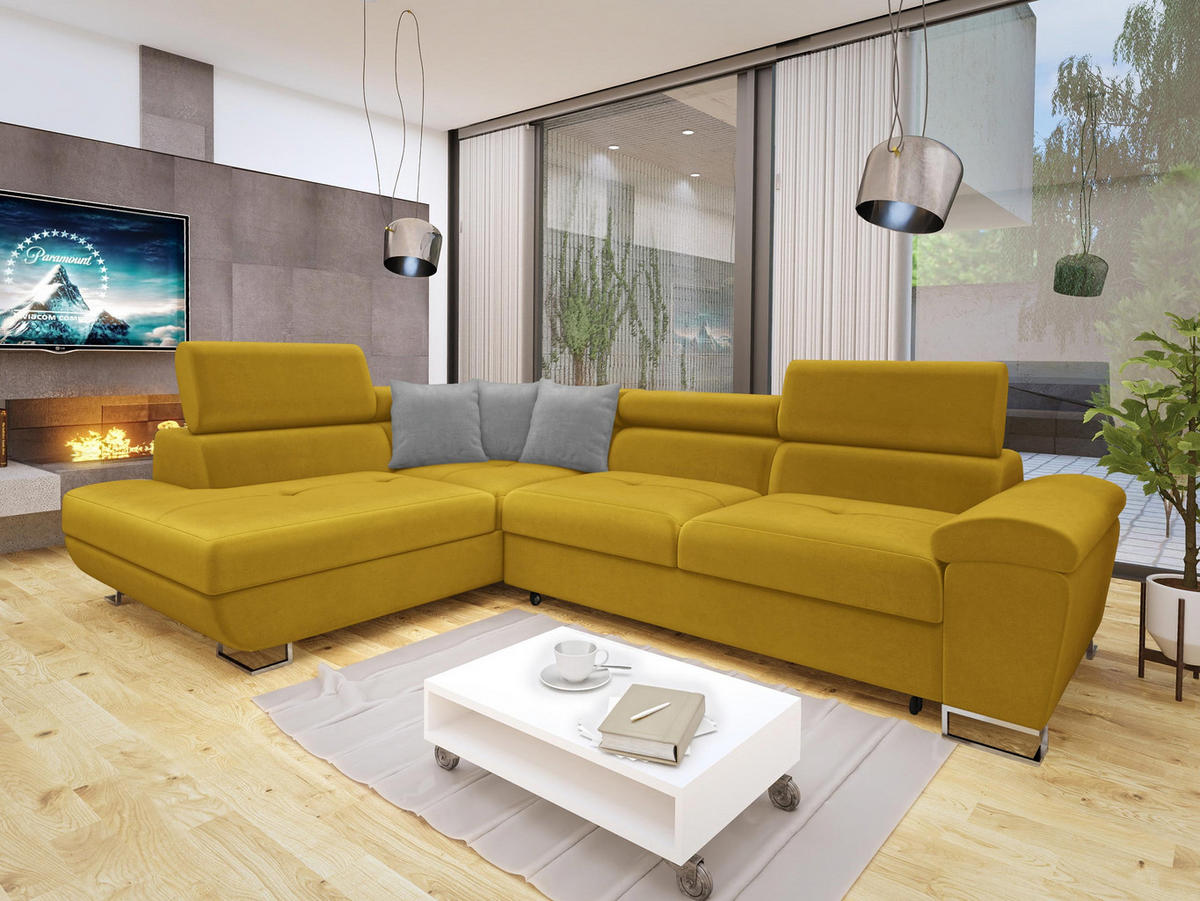 ECKSOFA Cotere, Seite: Links - Gelb, Holz/Textil (270/202cm) - MIRJAN24