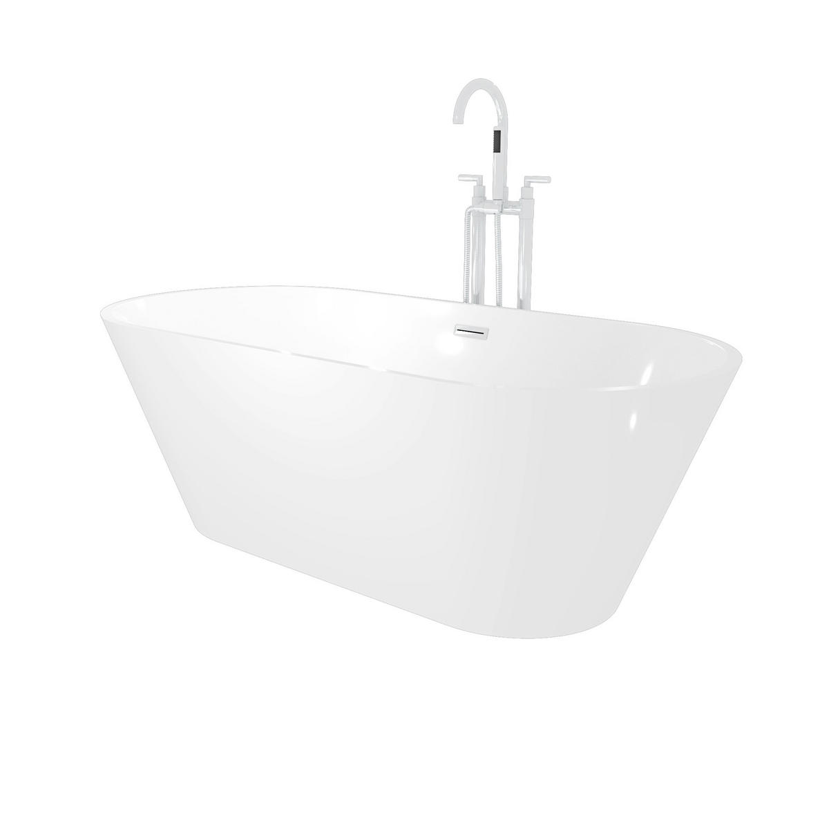 FREISTEHENDE Badewanne Wanne F01 170x80cm mit Armatur AF02 - Weiß, Glas/Kunststoff (80/58/170cm) - AcquaVapore by Sandra Jentho
