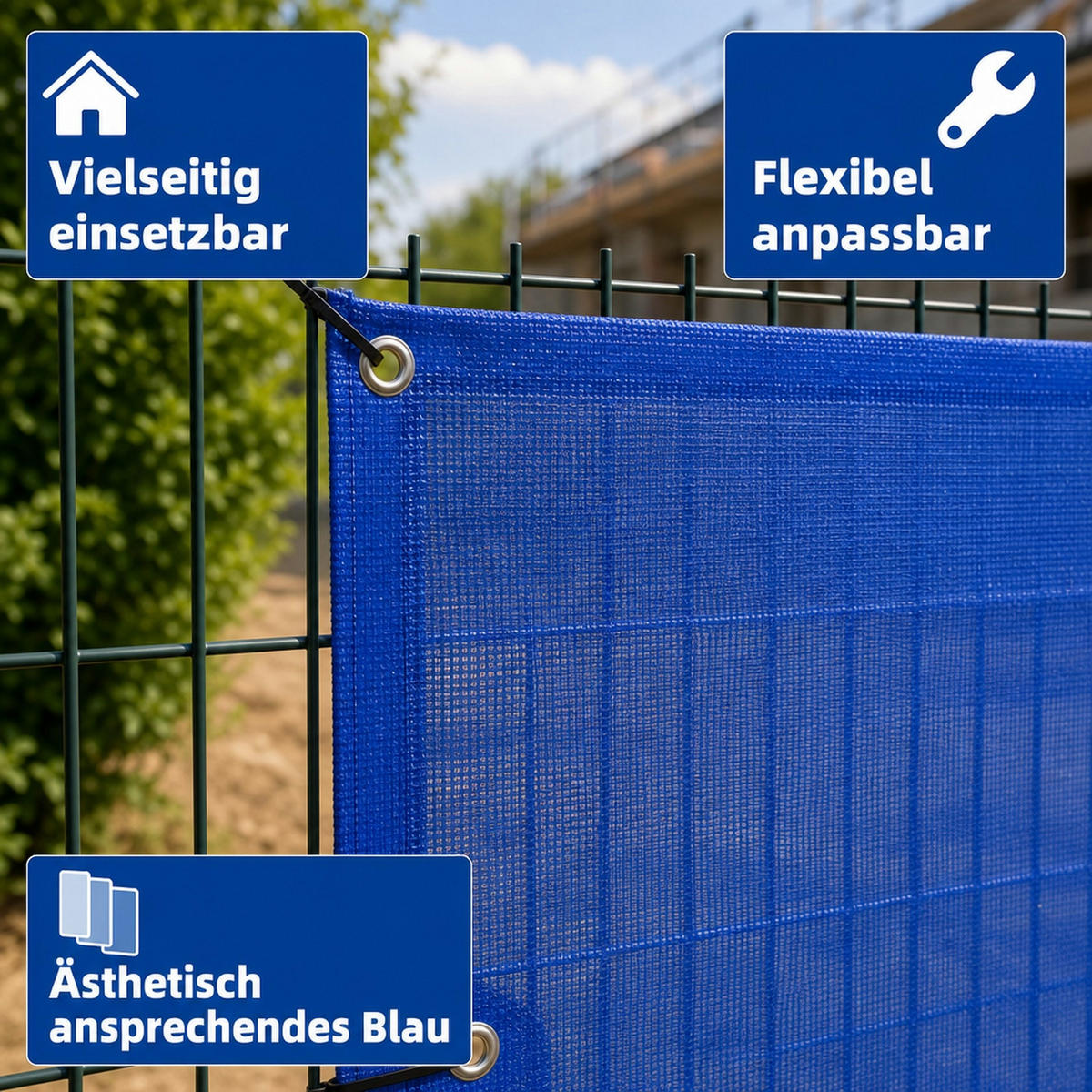 BAUZAUNNETZ blau 1,80m x 3,45m - Blau, Kunststoff (180/30cm) - KLASEBO