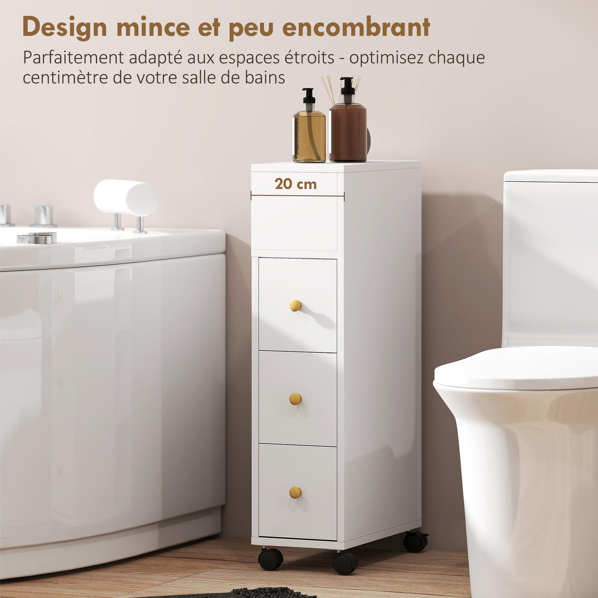 MIDISCHRANK DE-17349 Weiß - Weiß, Holzwerkstoff (20/80/40cm) - ComfortXL
