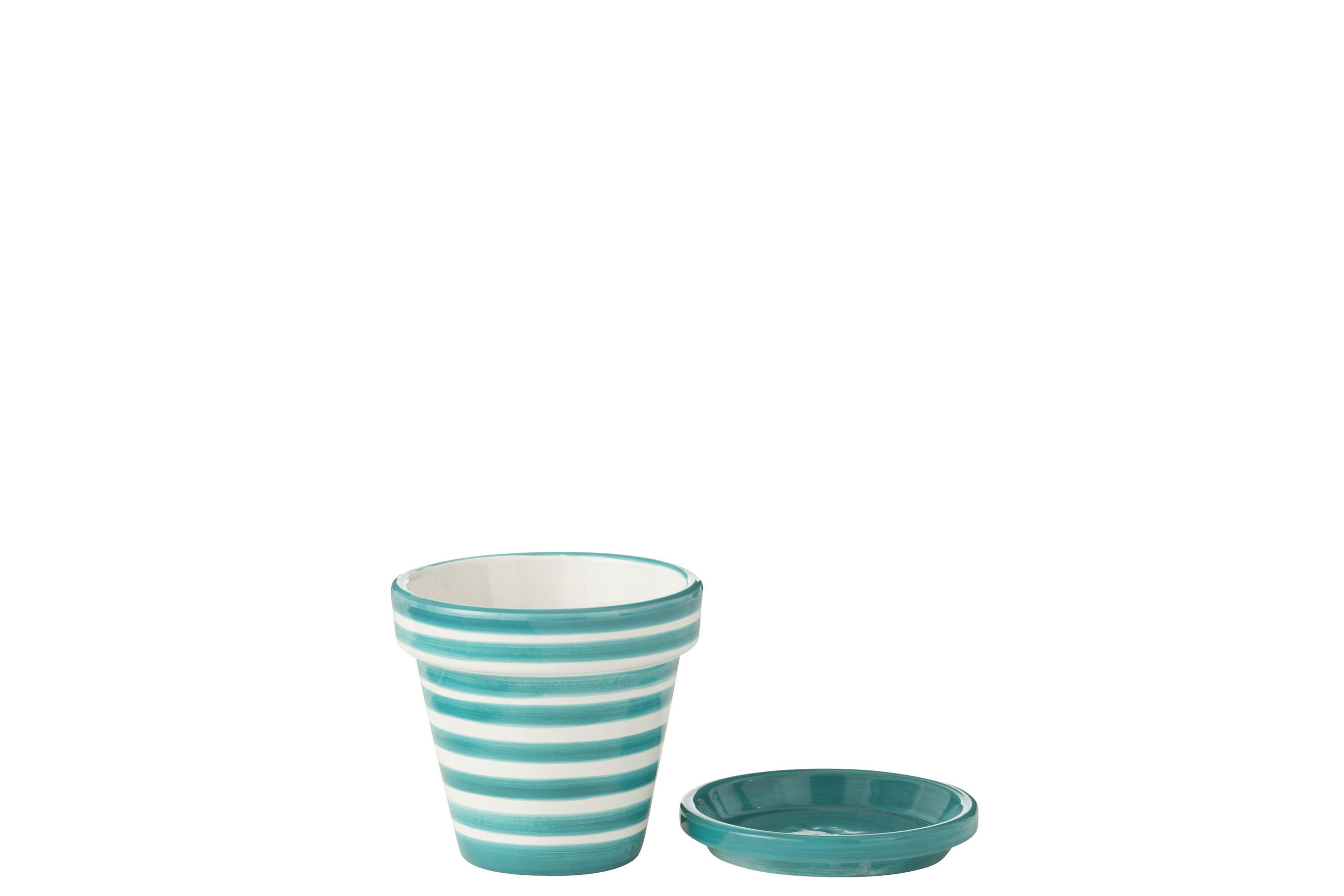BLUMENTOPF GRANADA STRIPES - Töpferei - Aqua - S - Ø 21 cm - Multicolor, Keramik (21/19cm) - J-Line