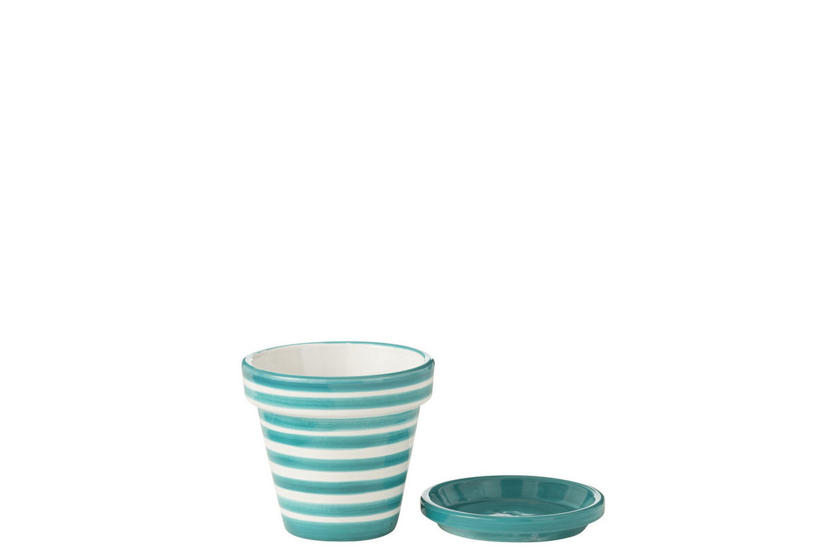 BLUMENTOPF GRANADA STRIPES - Töpferei - Aqua - S - Ø 21 cm - Multicolor, Keramik (21/19cm) - J-Line