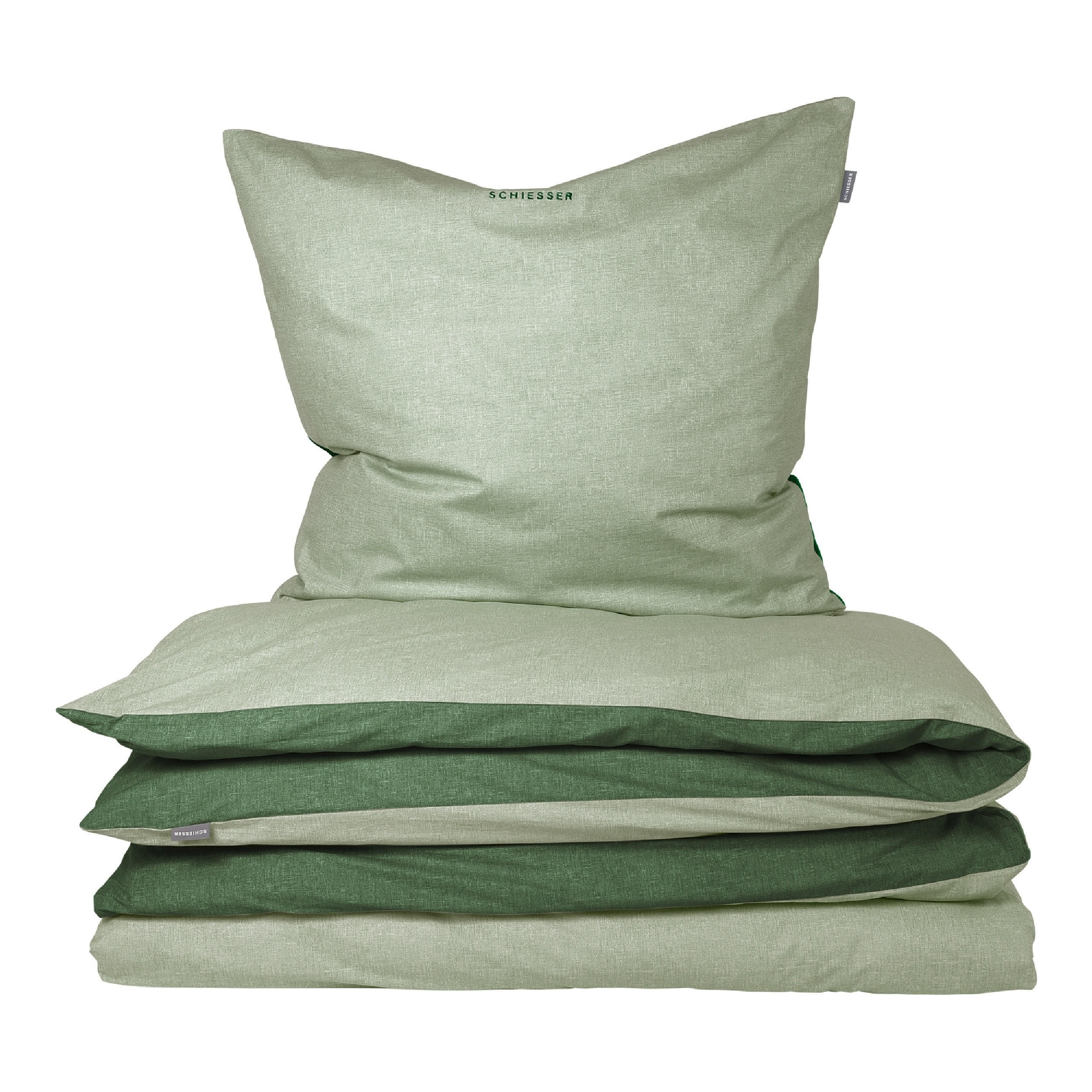 BETTWÄSCHESET Doubleface - Renforcé - 2-teilig - 155 x 220 cm - Grün - Grün, Textil (155/220cm) - SCHIESSER