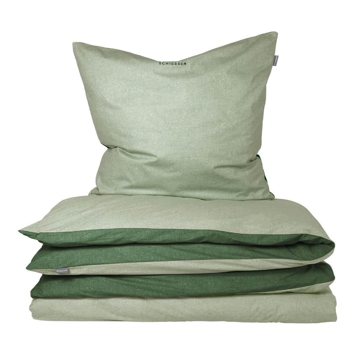 BETTWÄSCHESET Doubleface - Renforcé - 2-teilig - 155 x 220 cm - Grün - Grün, Textil (155/220cm) - SCHIESSER