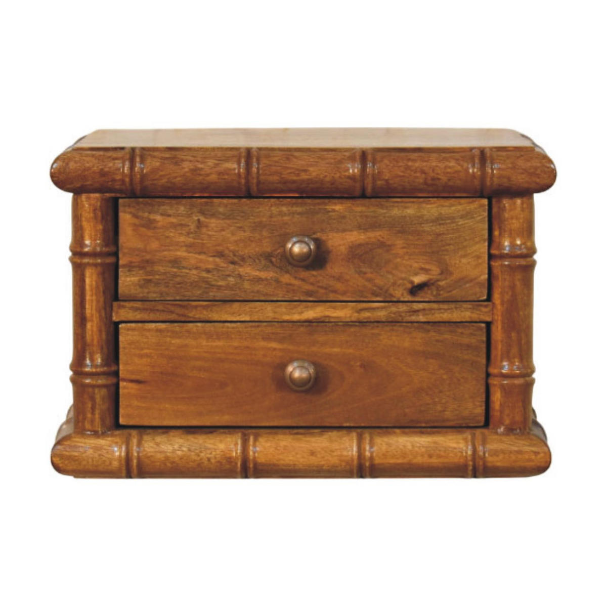 NACHTKASTEN mit Amber Oak Finish, 2 Schubladen - Beige, Holz (44/8.5/32cm) - Artisan Furniture