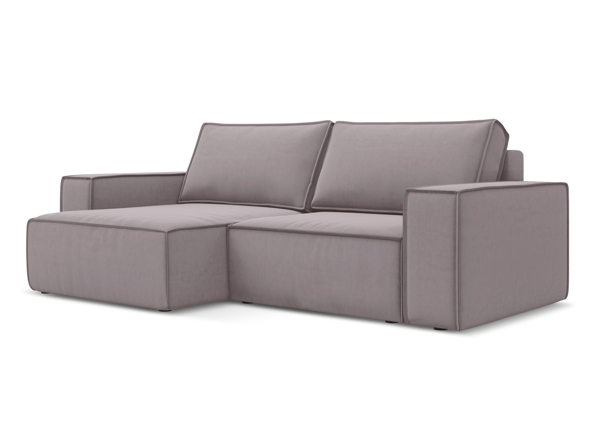 ECKSOFA mit Schlaffunktion Samt Stoff Violett - Lila/Flieder, Kunststoff/Textil (148/257cm) - Makamii