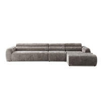 5-SITZER modulares Ecksofa VEER SET 2 Rechts, 175x379 cm, Chenille Webstoff Braun - Schwarz/Braun, Holz/Kunststoff (175/379cm) - Muffo