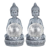 LED AUSSENLEUCHTE Buddha Grau Farbwechsler 2er Set - Grau, Glas (11.5/9.5/19.5cm)