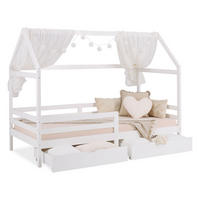 HAUSBETT 90/200 mit Rausfallschutz Weiß - Weiß, Holz (207/158/96cm) - Homestyle4u