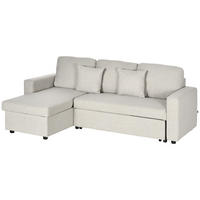ECKSOFA mit Bettfunktion, Eckcouch inklusive 2er-Sitz Sofa, Einzelbett, L-Form - Weiß, Holzwerkstoff (140/225cm) - HOMCOM