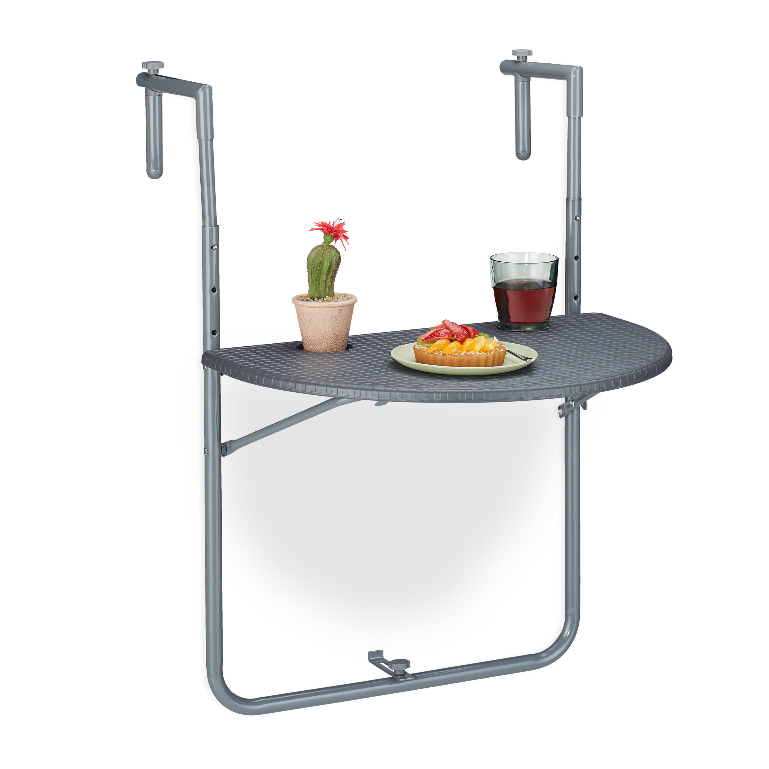 BALKONHÄNGETISCH - Grau, Kunststoff/Metall (63/59.5/84cm) - Relaxdays