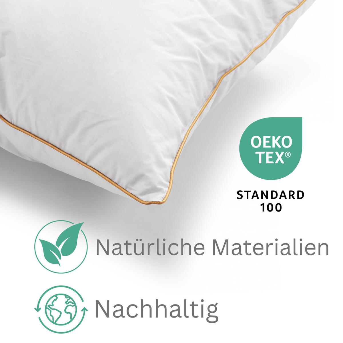 DAUNENKISSEN LUXURY BEDDING, Baumwolle - Weiß, Textil (80/80cm) - WOODEK