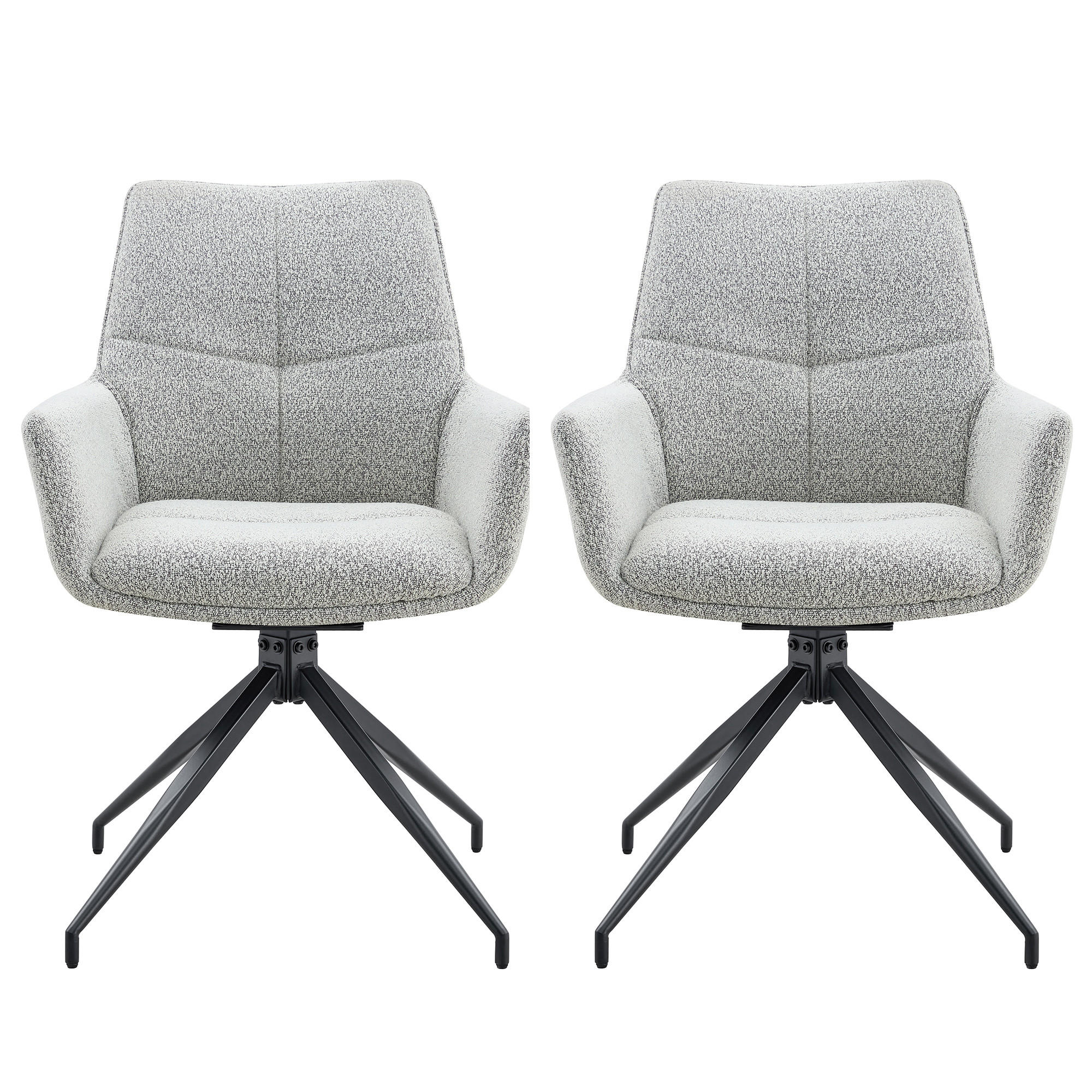JÍDELNÍ ŽIDLE Sada 2 ks, otočná, světle šedá látka a černý kov - světle šedá, textil (48/85/50cm) - Urban Meuble