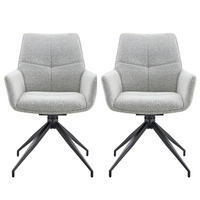 JÍDELNÍ ŽIDLE Sada 2 ks, otočná, světle šedá látka a černý kov - světle šedá, textil (48/85/50cm) - Urban Meuble