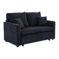 SOFA ausziehbar 139 x 83 x 58 cm Chenille Schwarz - Schwarz, Holzwerkstoff (139/83/73cm) - Meubliv