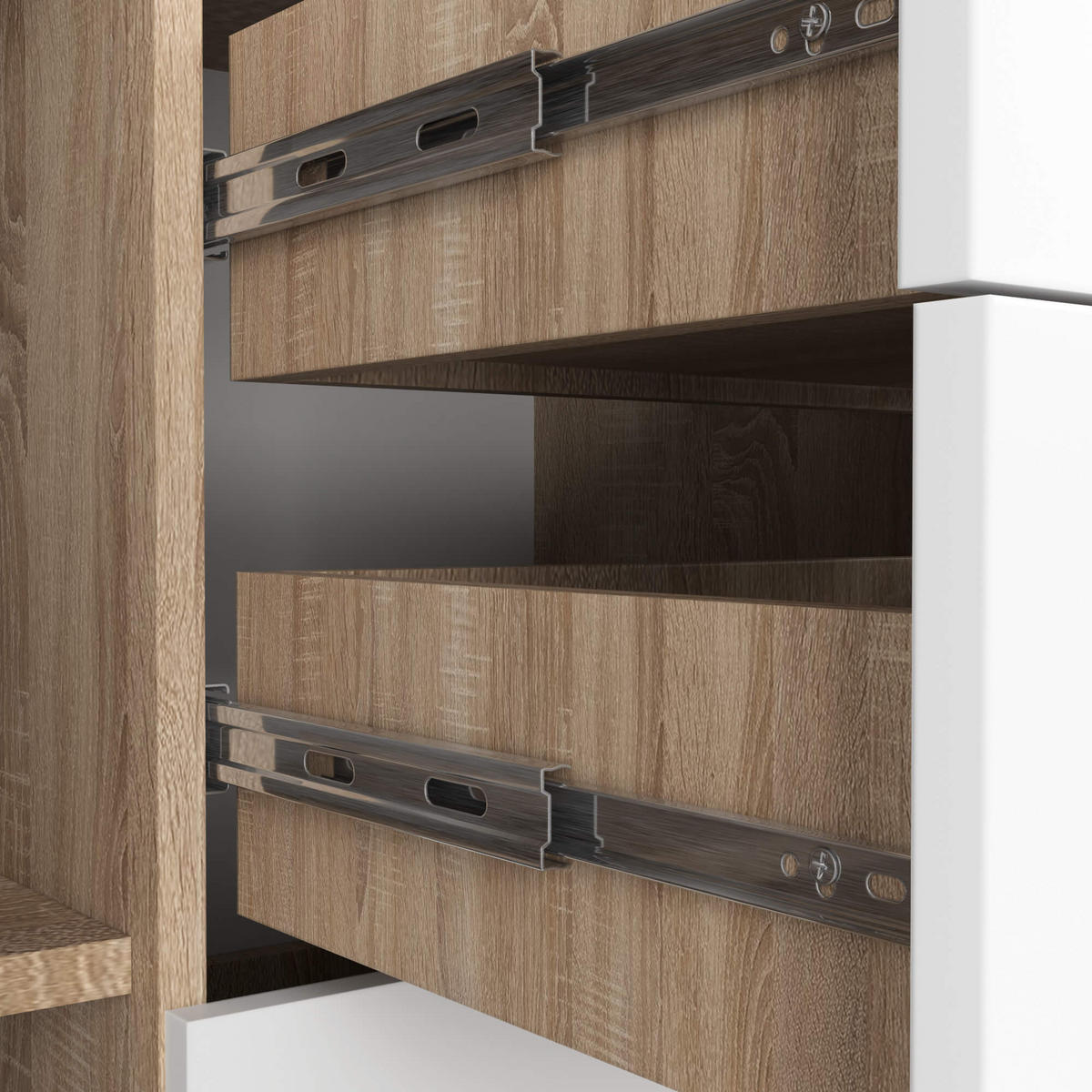 KOMMODE Eiche Sonoma, Weiß 80/110/35 - Weiß, Holzwerkstoff (110/80/35cm) - RAUMHIRSCH FURNITURE