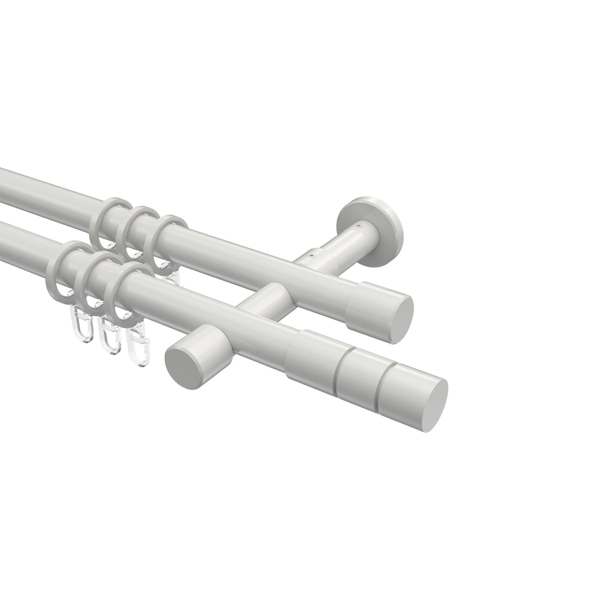 GARDINENSTANGE Prestige Elanto 200 cm, 2-läufig, 20 mm Ø Weiß - Weiß, Metall (200cm) - INTERDECO