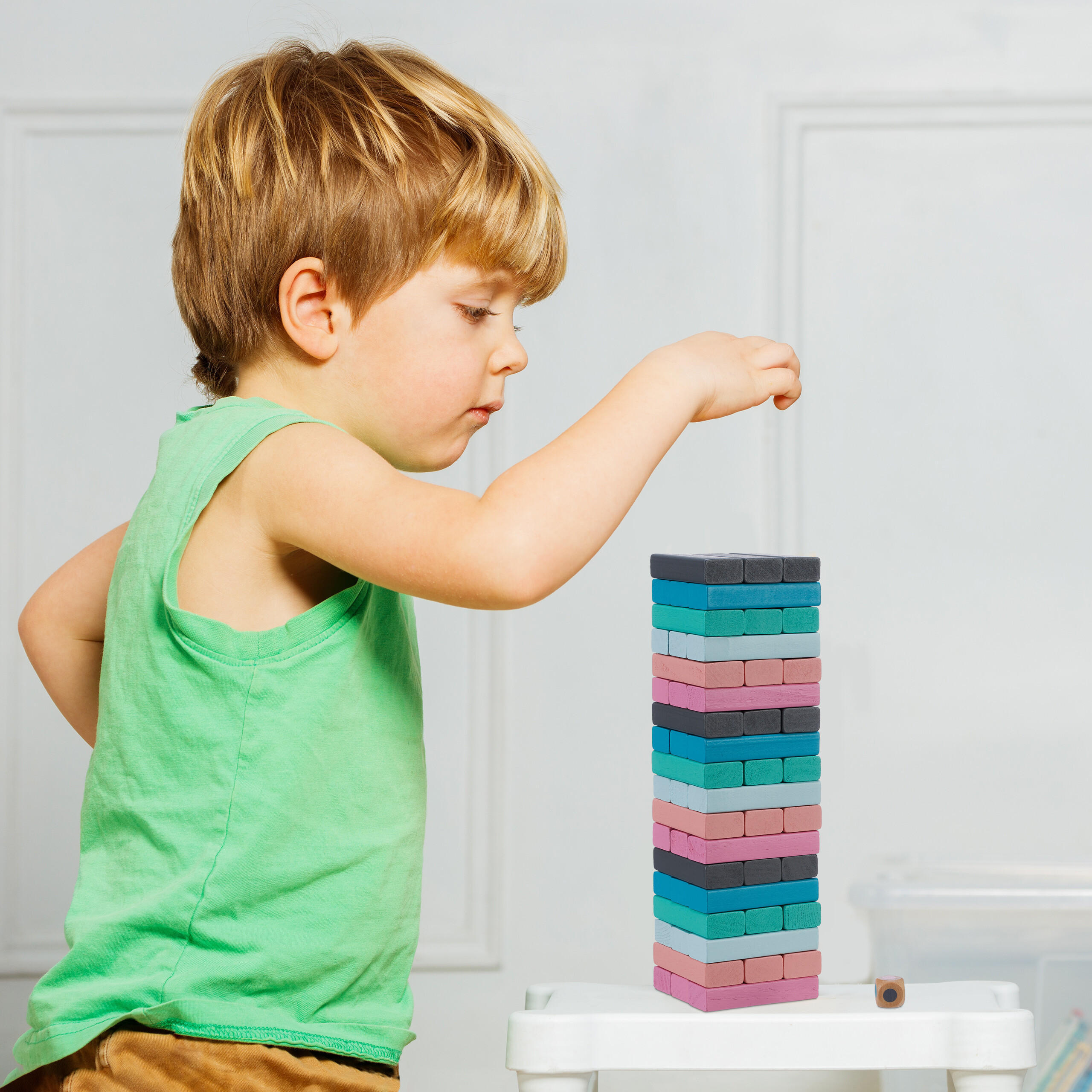 WACKELTURM - Multicolor, Holz (7.5/7.5cm) - Relaxdays