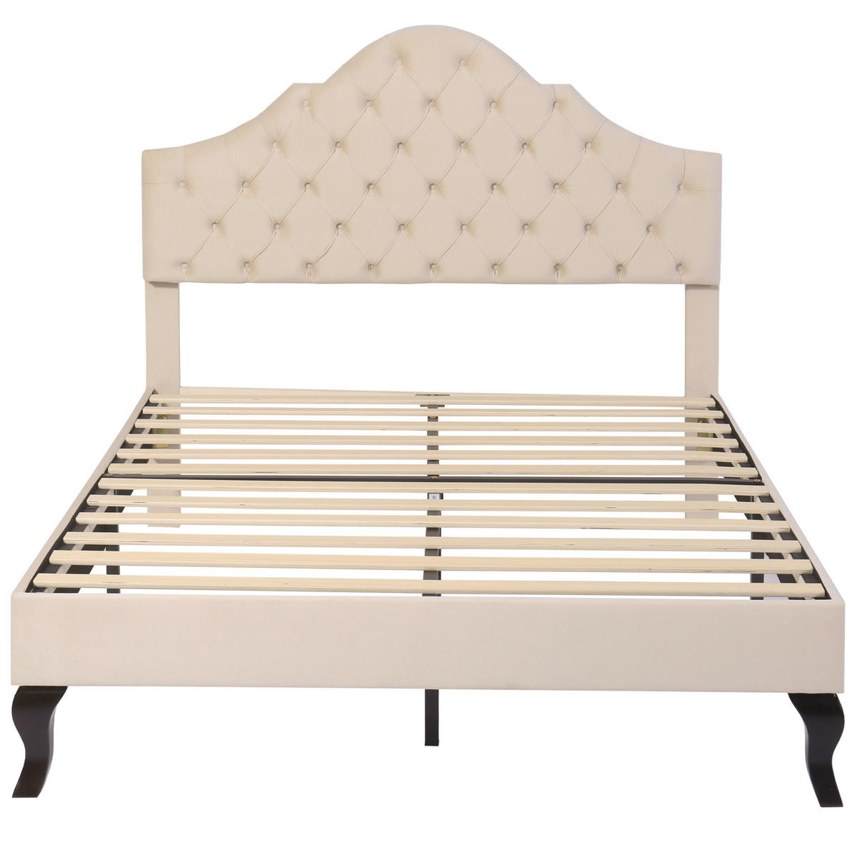 POLSTERBETT 140/190 cm mit höhenverstellbarem Kopfteil, Lattenrost und Samtbezug, Off-White - Weiß, Textil (140/190cm) - Redom