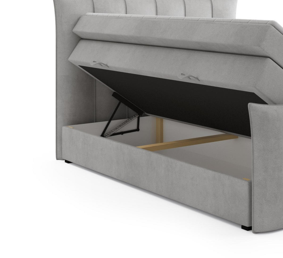 BOXSPRINGBETT Igante King Grau 180x200 cm mit Matrazen H3 & Topper - Grau, Holz (180/200cm) - Labett